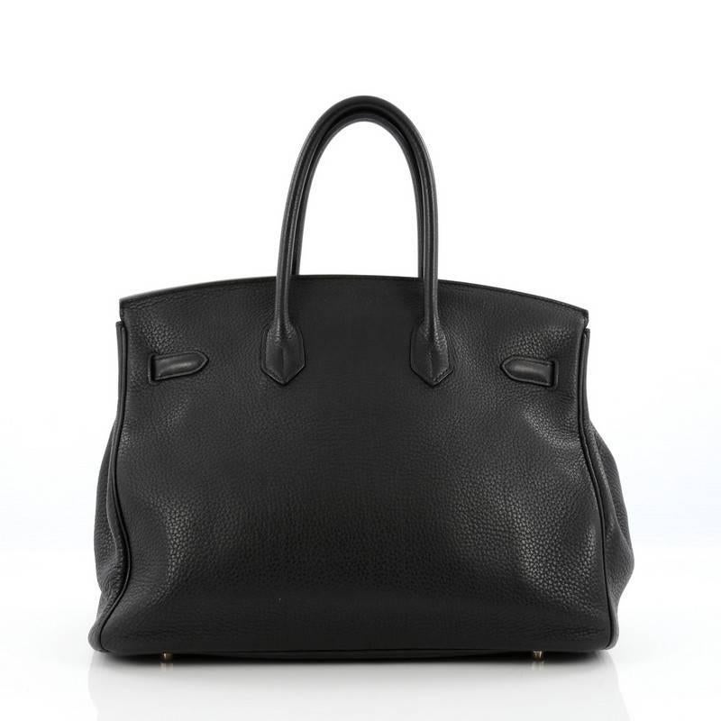 Women's or Men's Hermes Birkin Handbag Black Clemence with Gold Hardware 35
