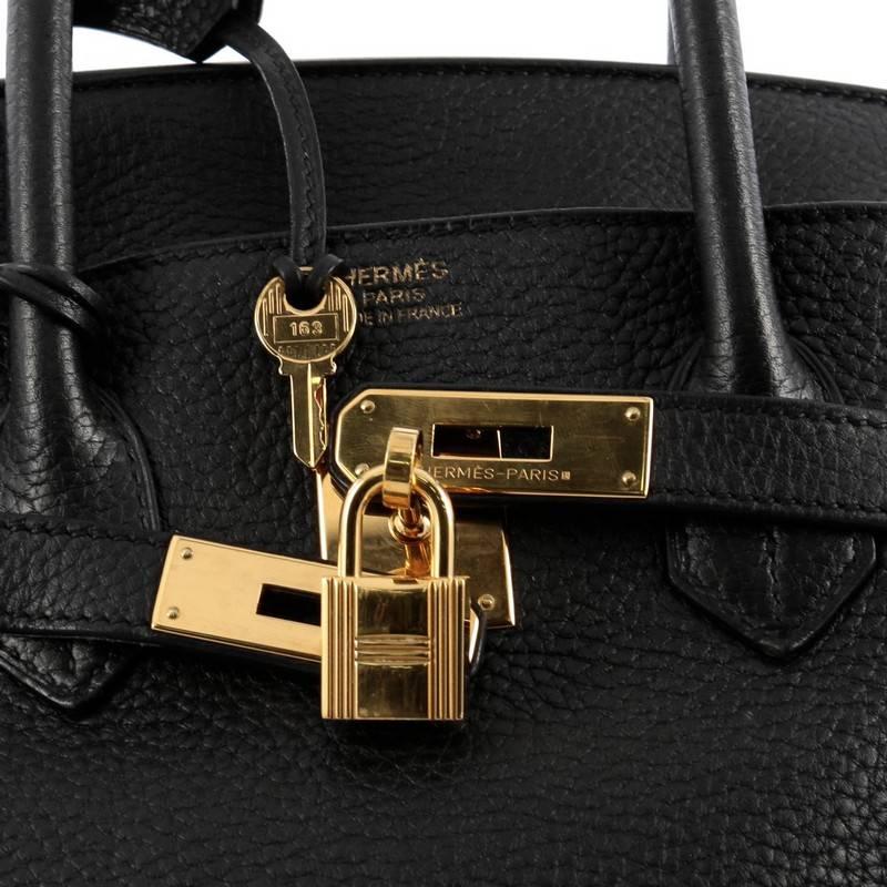 Hermes Birkin Handbag Black Clemence with Gold Hardware 35 3