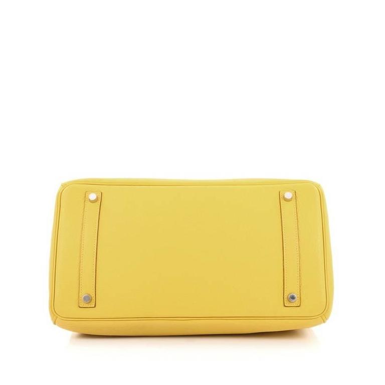 Hermes Birkin Handbag Soleil Yellow Clemence with Palladium Hardware 35 ...