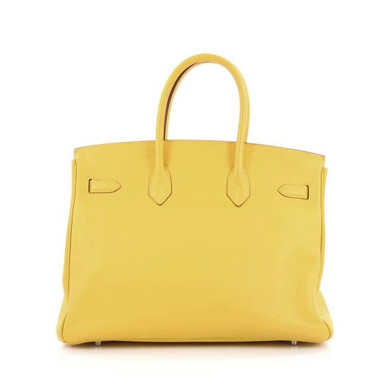 Hermes Birkin Handbag Soleil Yellow Clemence with Palladium Hardware 35 at 1stDibs hermes