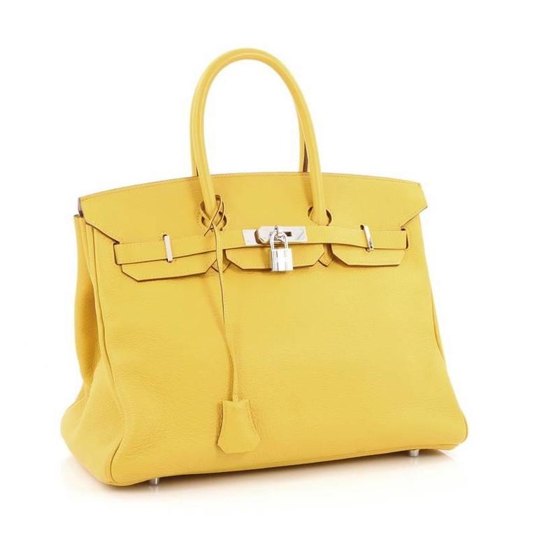 Hermes Birkin Handbag Soleil Yellow Clemence with Palladium Hardware 35 at 1stDibs hermes