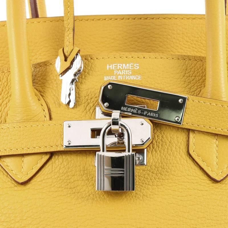 Women's or Men's Hermes Birkin Handbag Soleil Yellow Clemence with Palladium Hardware 35