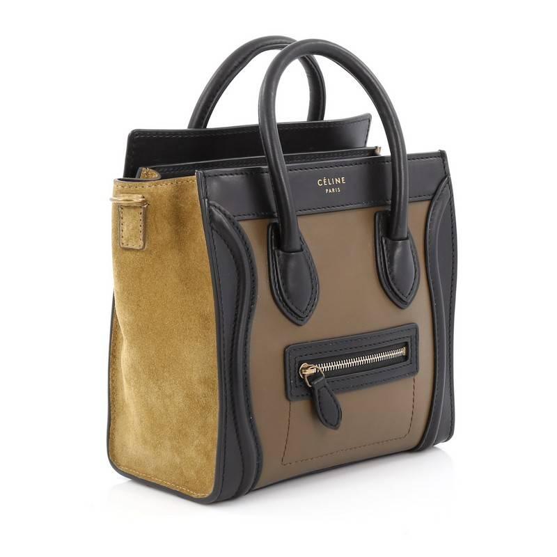 Black Celine Bicolor Luggage Handbag Smooth Leather Nano
