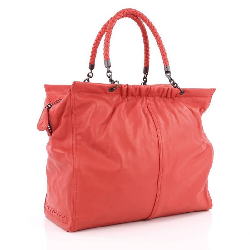 Red Bottega Veneta Chain Frame Shoulder Bag Leather Large