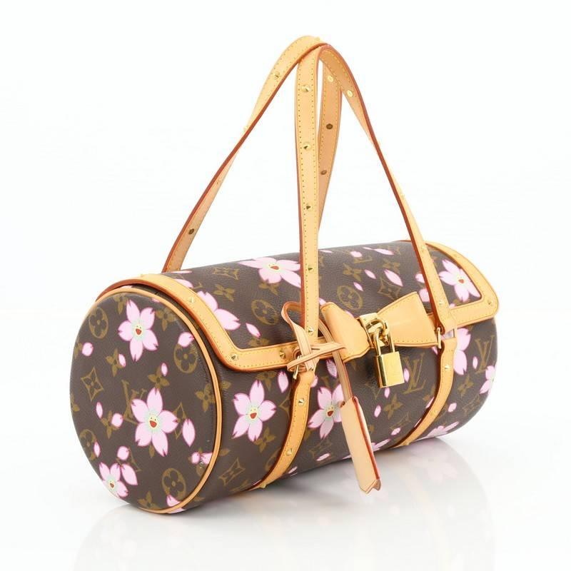 Brown Louis Vuitton Papillon Handbag Limited Edition Cherry Blossom