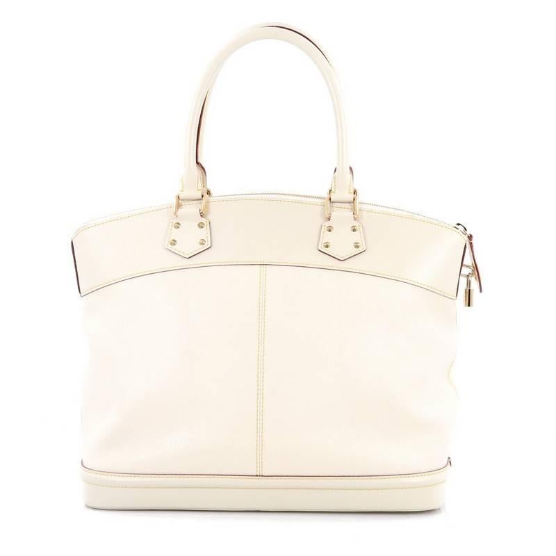 White Louis Vuitton Suhali Lockit Handbag Leather GM