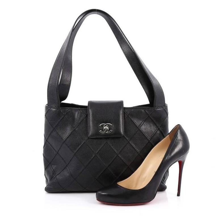 Chanel Vintage CC Lock Flap Shoulder Bag Quilted Caviar Small at