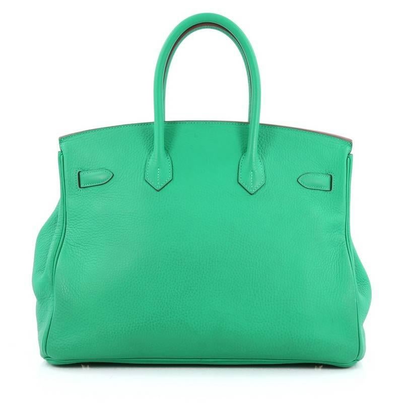 Hermes Birkin Handbag Menthe Green Clemence with Gold Hardware 35 In Good Condition In NY, NY
