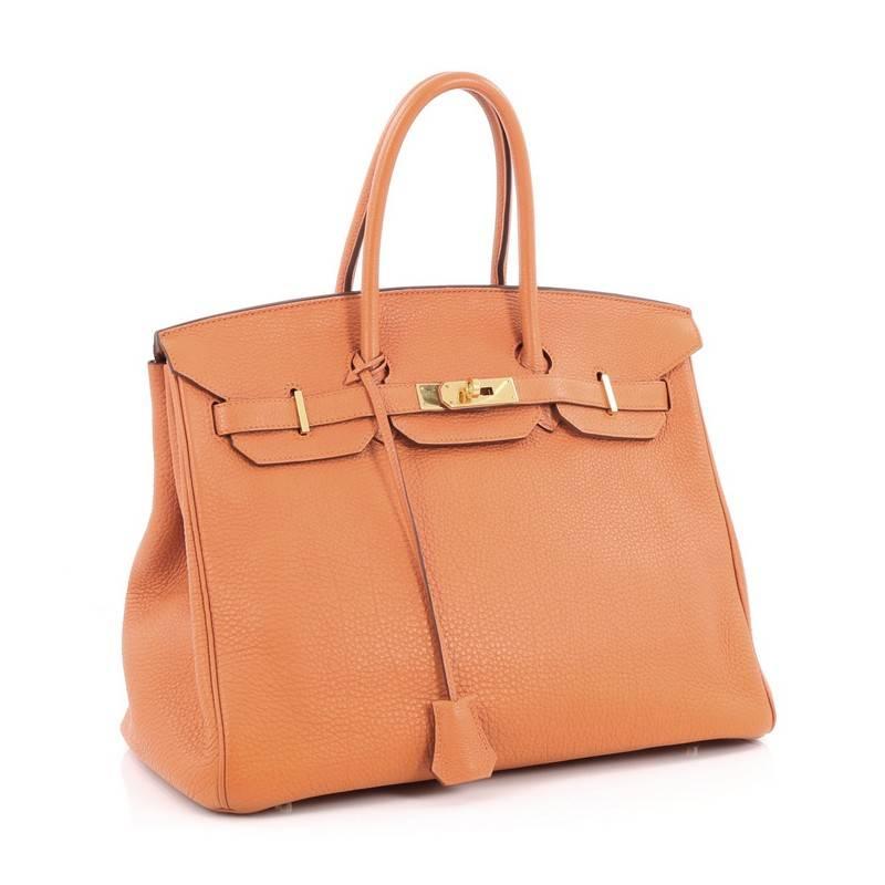 Hermes Birkin Handbag Orange Togo with Gold Hardware 35 In Good Condition In NY, NY