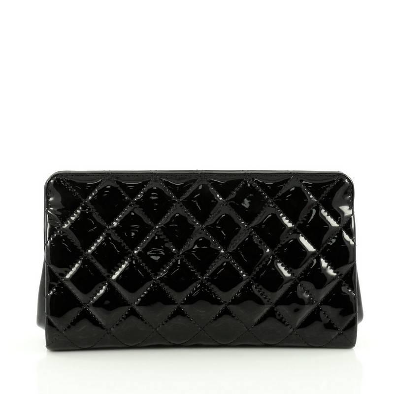 Chanel Timeless CC Clutch Quilted Patent Small In Good Condition In NY, NY