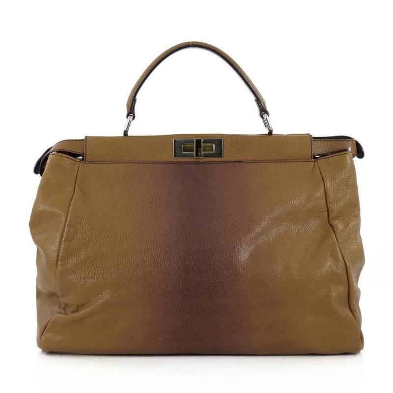 Fendi Peekaboo Handbag Leather with Calf Hair Interior Large In Good Condition In NY, NY