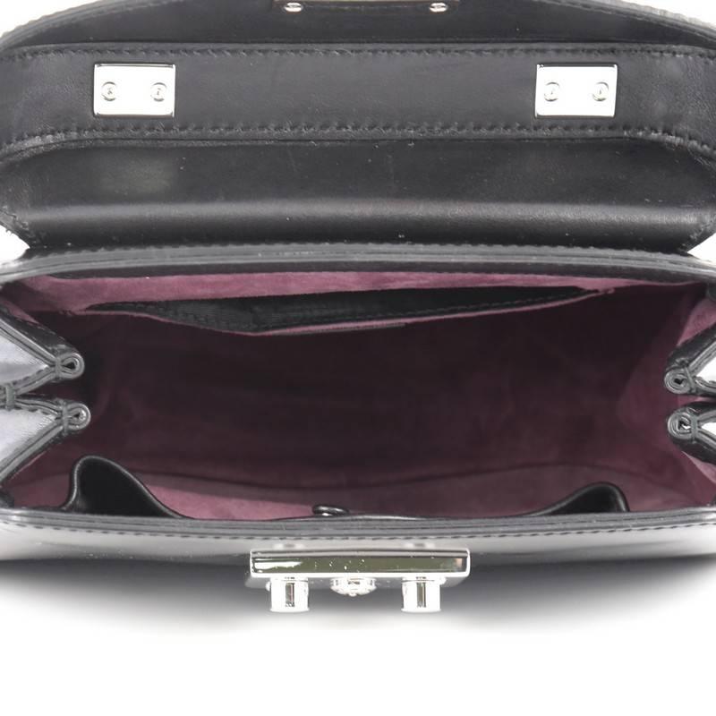 Black Gucci Lady Lock Bamboo Top Handle Bag Leather Mini