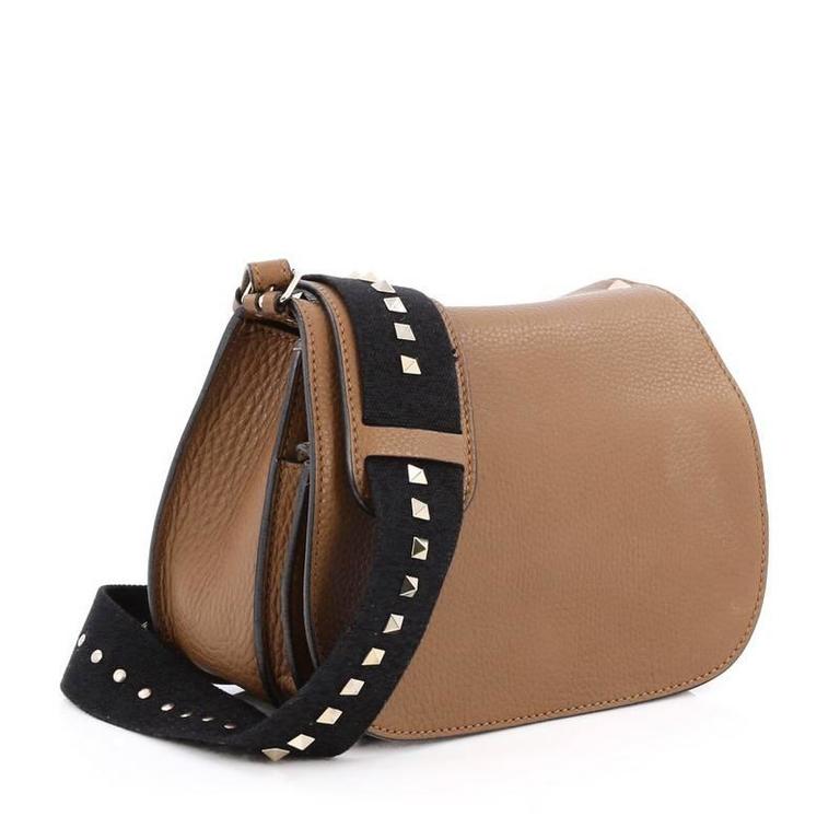 Valentino grained leather rockstud round flap shoulder bag Valentino grained leather rockstud round