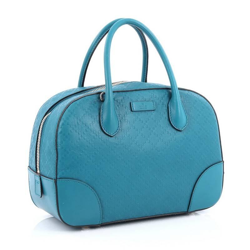 Blue Gucci Bright Convertible Top Handle Bag Diamante Leather Small