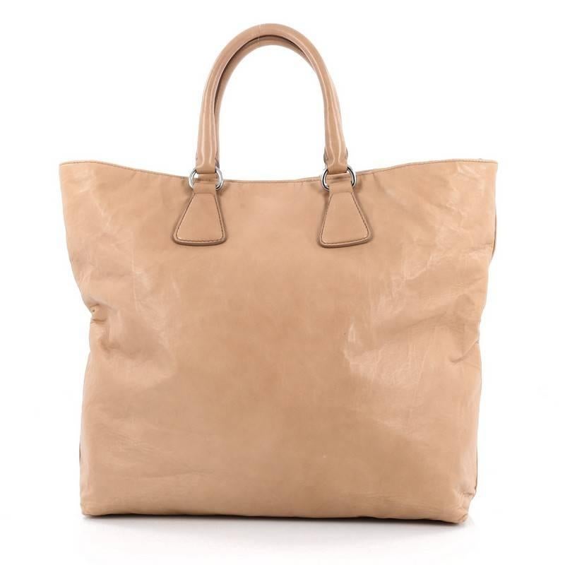 Prada Convertible Shopper Tote Soft Calfskin Large In Fair Condition In NY, NY