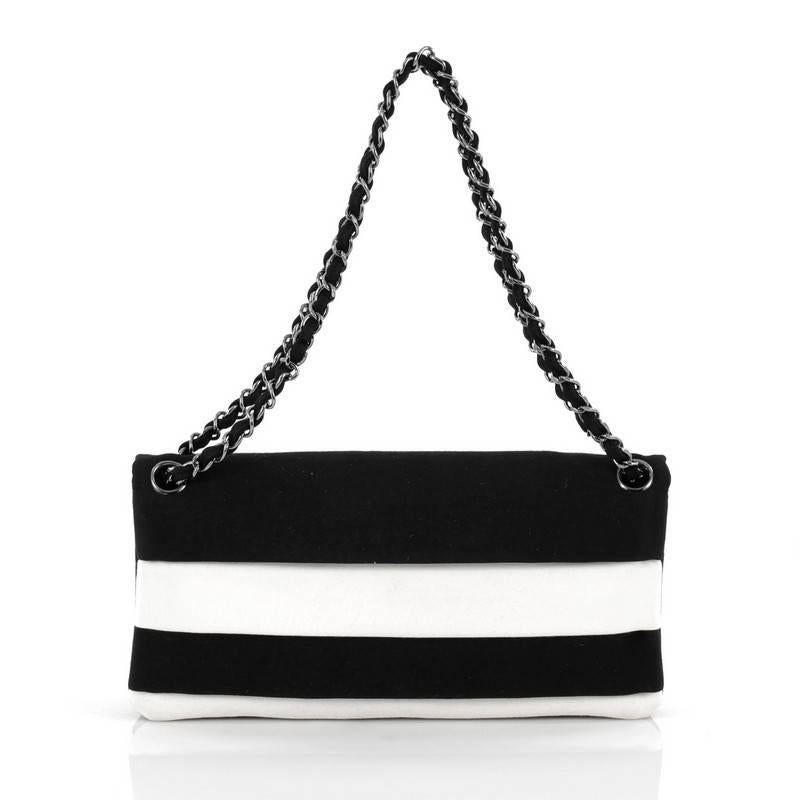 Chanel Mademoiselle Lock Chain Flap Bag Grosgrain Medium In Good Condition In NY, NY