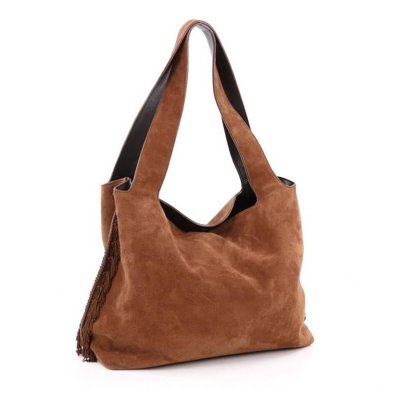 Brown The Row Duplex Hobo Suede with Fringe