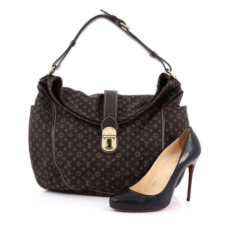 This authentic Louis Vuitton Romance Handbag Monogram Idylle is a statement piece you can surely take from day to night. Crafted with Louis Vuitton’s signature fusain brown monogram idylle, this bag features side slip pockets, an adjustable shoulder