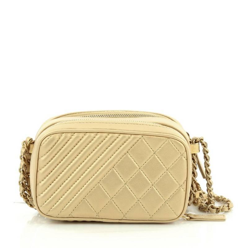 Chanel Coco Boy Camera Bag Quilted Leather Mini In Good Condition In NY, NY