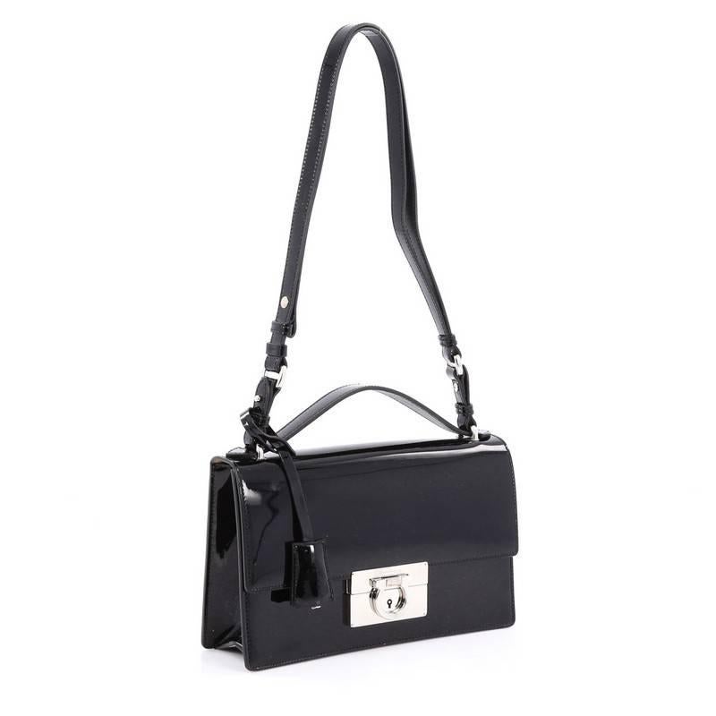 Black Salvatore Ferragamo Model: Aileen Shoulder Bag Patent Medium