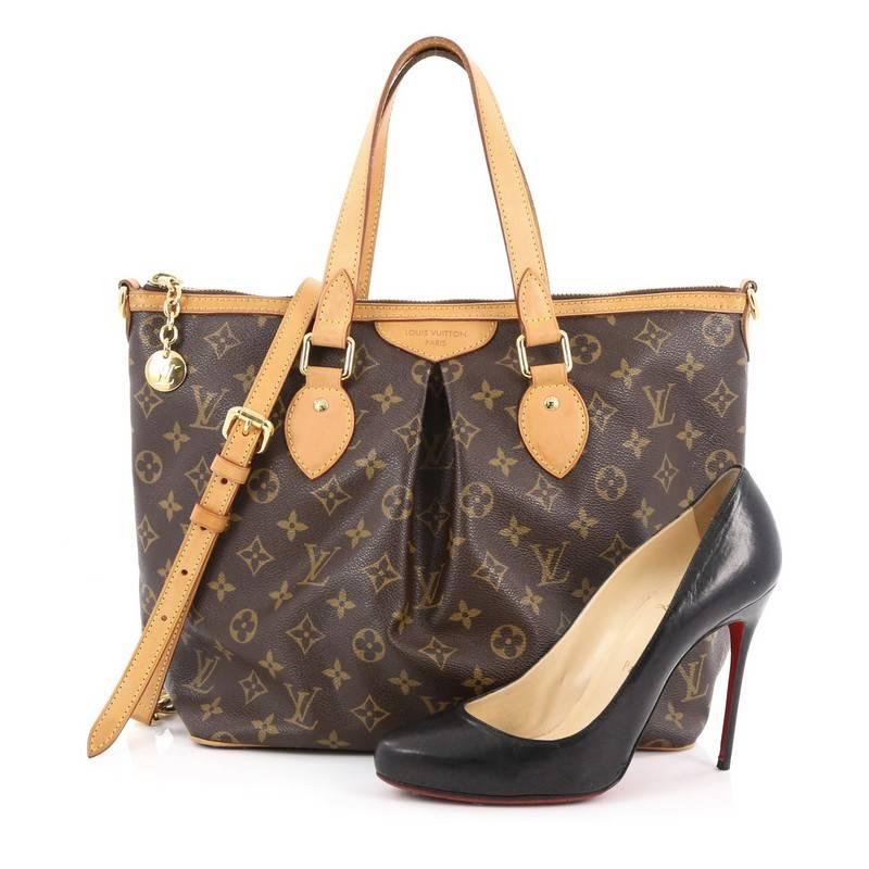 This authentic Louis Vuitton Palermo Handbag Monogram Canvas PM is a must-have for sophisticated on-the-go woman. Crafted with Louis Vuitton's classic brown monogram coated canvas with vachetta leather trims, this beautiful bag features dual-flat