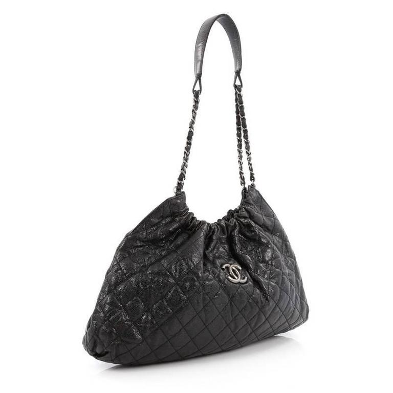 Chanel CC Elastic Shoulder Bag Quilted Glazed Caviar Small at 1stDibs