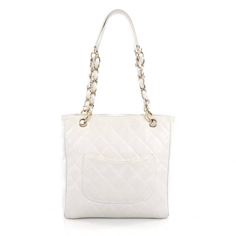 Chanel Petite Shopping Tote Quilted Caviar In Good Condition In NY, NY