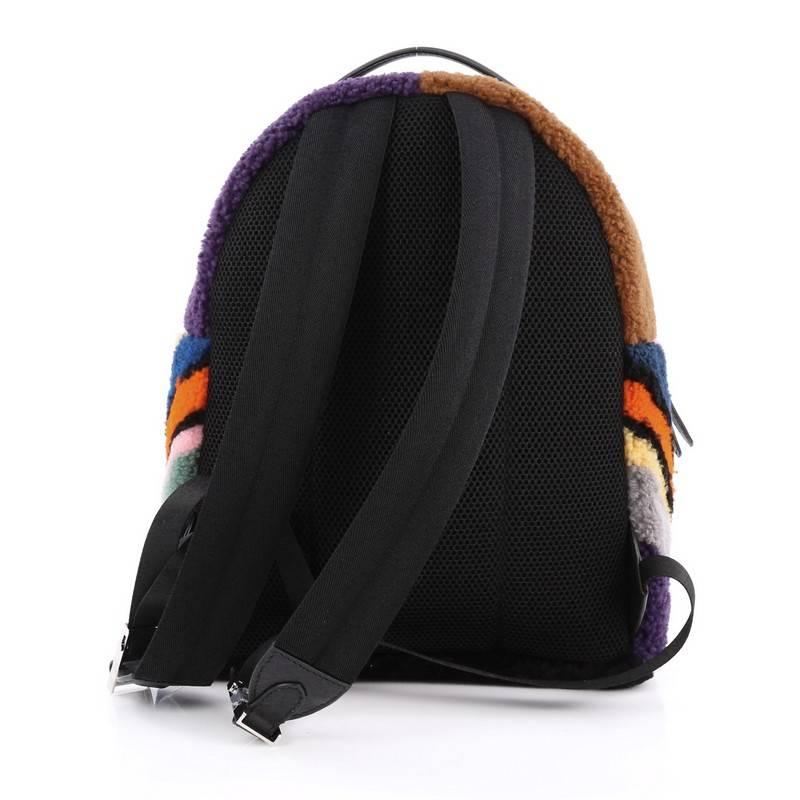 Fendi Bugs Backpack Multicolor Shearling with Fur In Good Condition In NY, NY