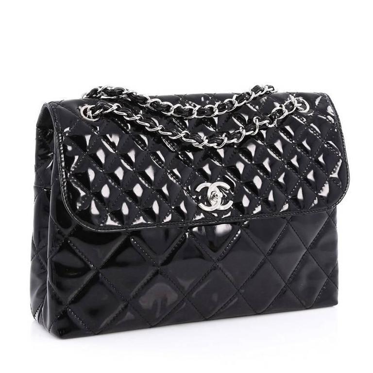 Chanel In The Business Flap Bag Quilted Patent Vinyl Maxi at 1stDibs
