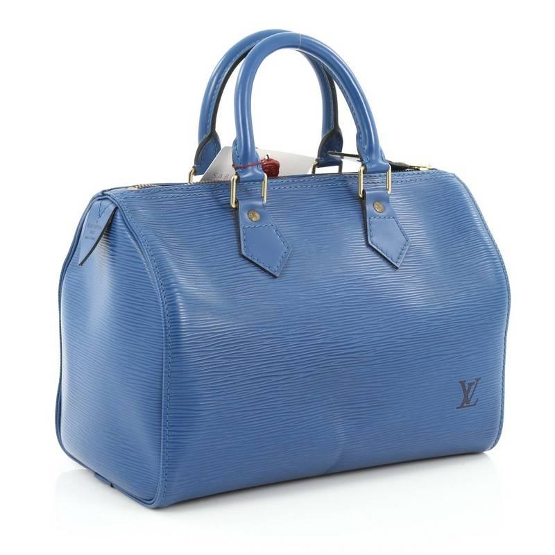 Blue Louis Vuitton Speedy Handbag Epi Leather 25