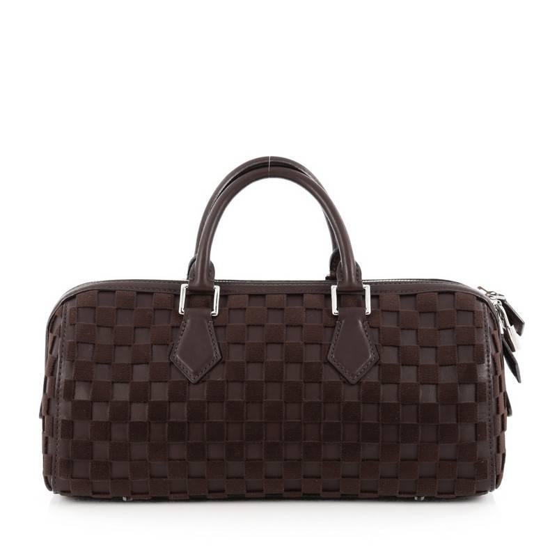 Black Louis Vuitton Speedy Cube Bag Damier Leather and Velvet East West