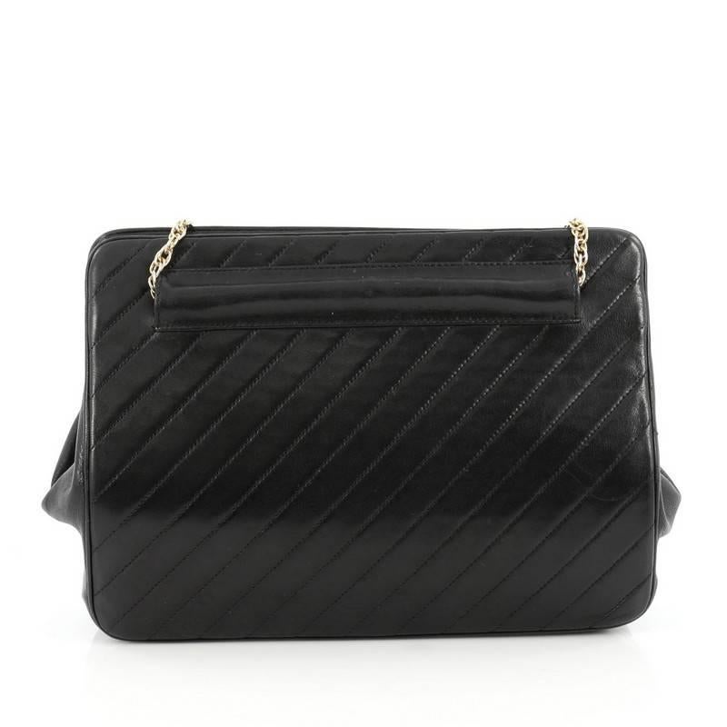 Chanel Vintage Frame Bag Diagonal Quilted Leather Small In Good Condition In NY, NY