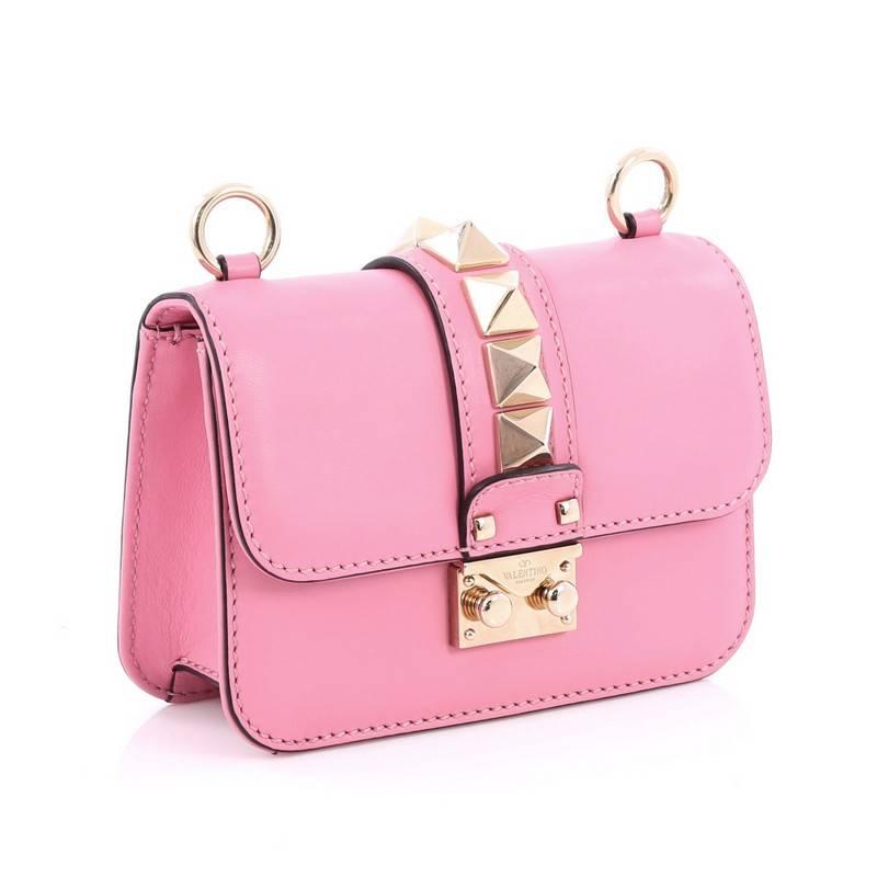 Pink Valentino Glam Lock Shoulder Bag Leather Mini