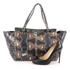Valentino Rockstud Tote Python Large