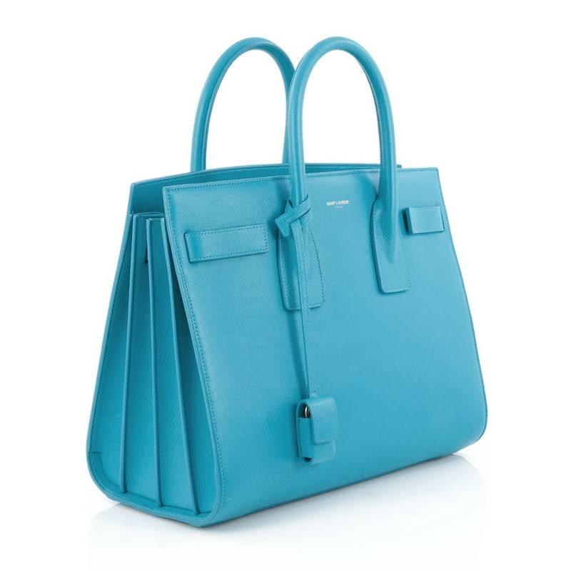 Blue Saint Laurent Sac De Jour Handbag Leather Small