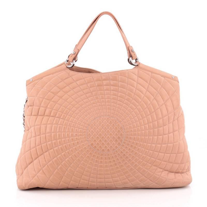 Orange Chanel Spiral Sea Hit Tote Quilted Iridescent Calfskin Large
