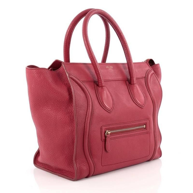 Pink Celine Luggage Handbag Grainy Leather Mini
