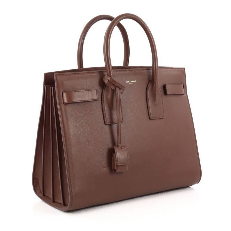 Brown Saint Laurent Sac De Jour Handbag Leather Small