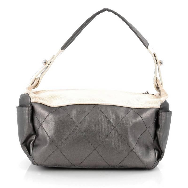 Chanel Biarritz Hobo Quilted Coated Canvas Small In Good Condition In NY, NY