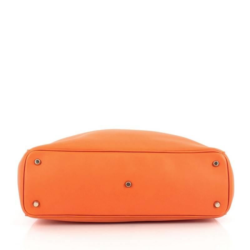 Orange Christian Dior Diorissimo Tote Pebbled Leather Large