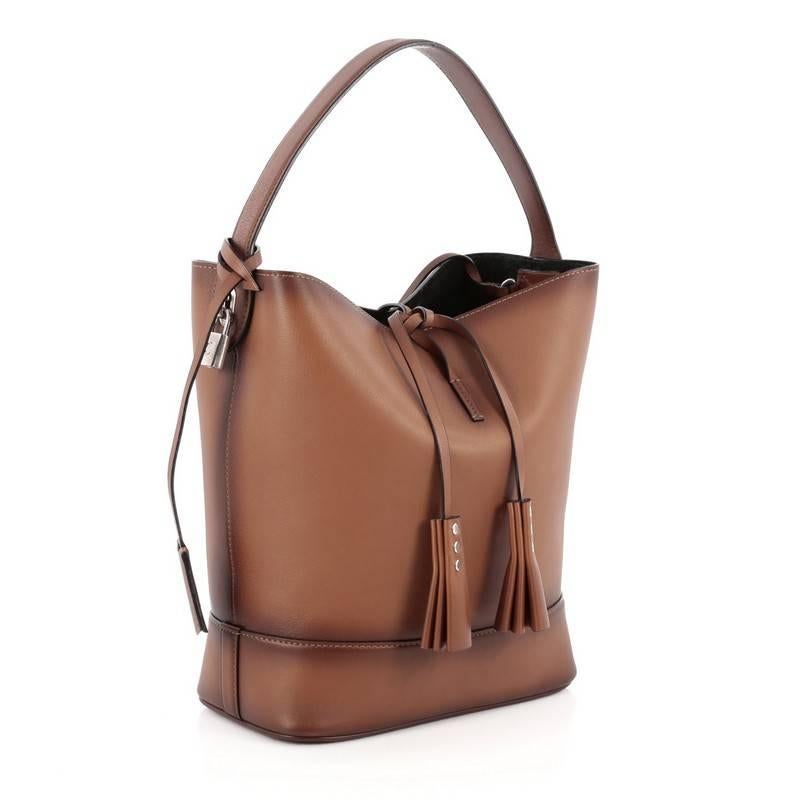 Brown Louis Vuitton NN 14 Cuir Nuance Bucket Bag Leather GM