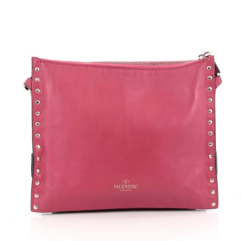 Valentino Rockstud Triple Zip Clutch Leather In Good Condition In NY, NY