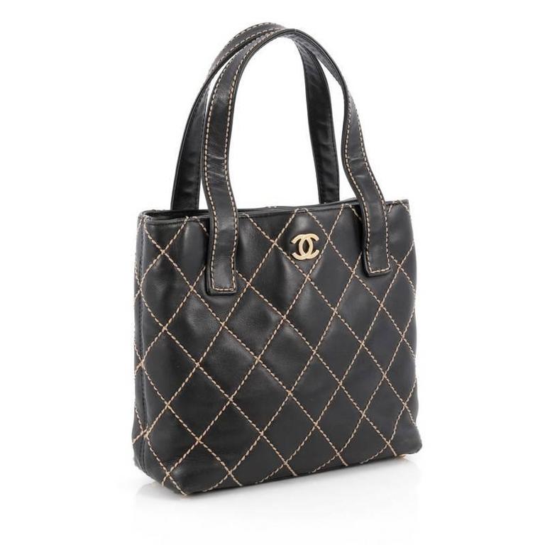 Chanel Surpique Tote Quilted Leather Small at 1stDibs