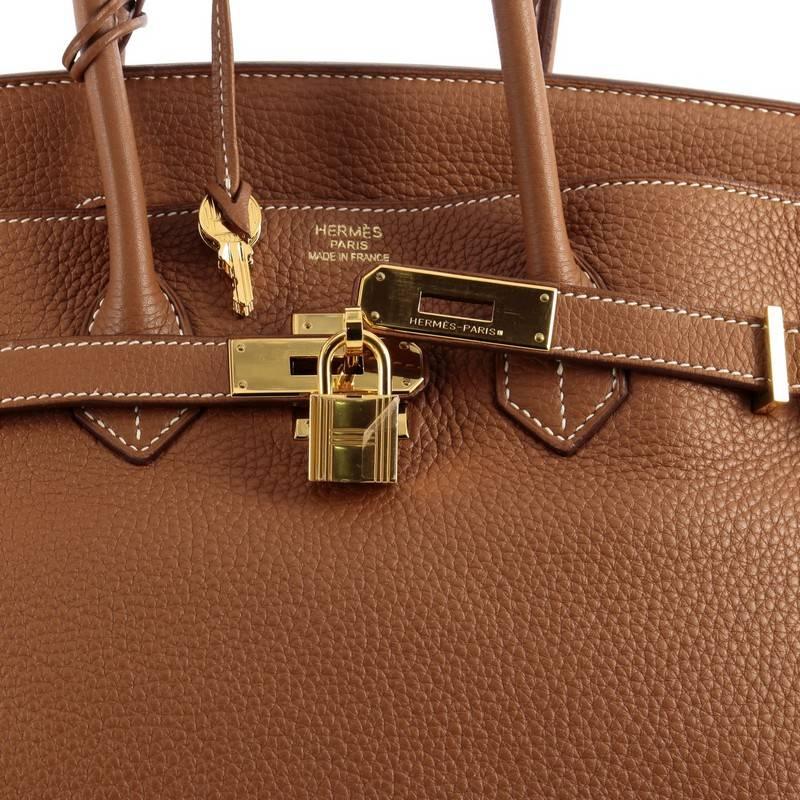 Hermes Birkin Handbag Brown Clemence with Gold Hardware 35 3