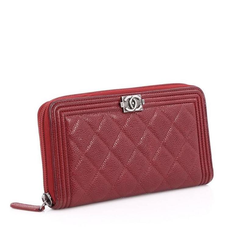 Chanel Boy L-Gusset Zip Wallet Quilted Caviar Long