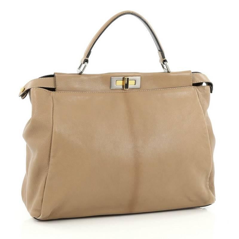 Brown Fendi Peekaboo Handbag Leather Large