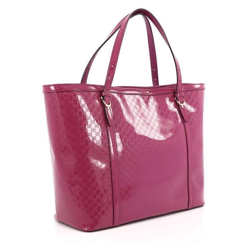 Pink Gucci Nice Tote Patent Microguccissima Leather Large