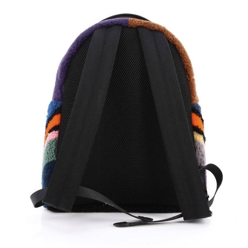 Fendi Bugs Backpack Multicolor Shearling with Fur In Good Condition In NY, NY