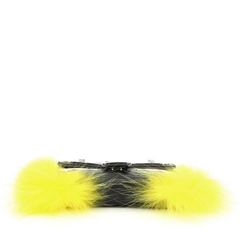 Women's Fendi Monster Baguette Leather and Fur Micro