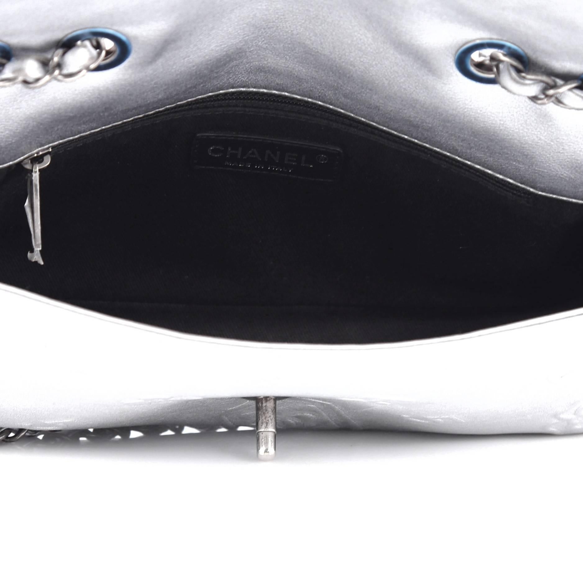 Gray Chanel Precious Symbols Single Flap Bag Embossed Leather Medium